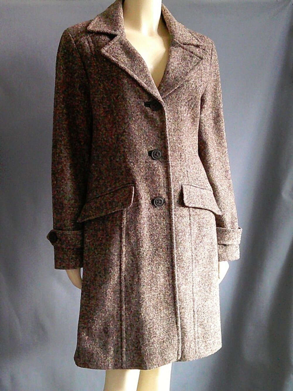 Fleet Street Brown Tweed Wool Blend Winter Overcoat M